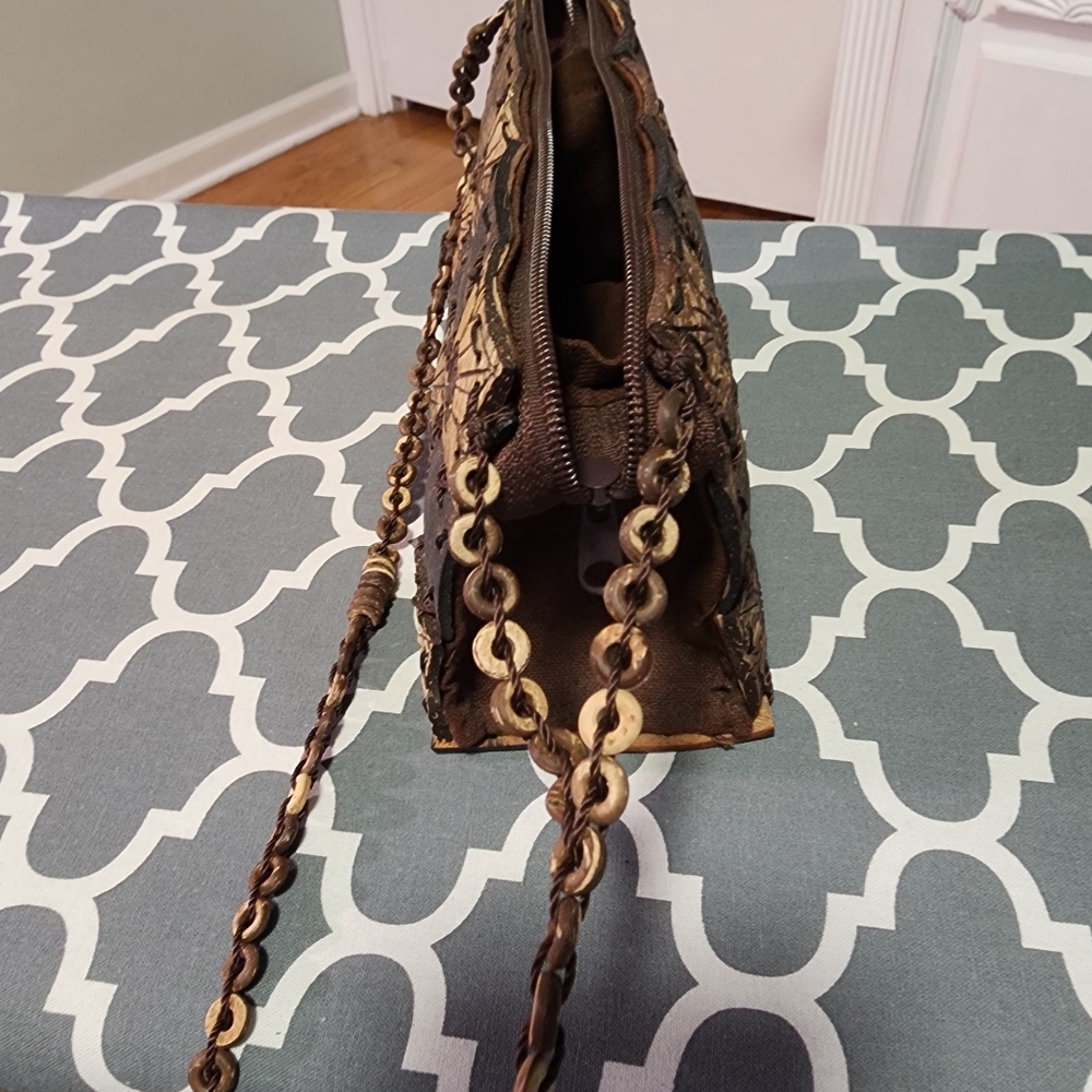 Handcrafted Coconut Shell Patchwork Shoulder Bag - image 3